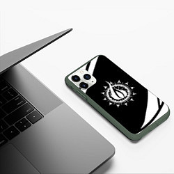 Чехол iPhone 11 Pro матовый In flames - абстракция, цвет: 3D-темно-зеленый — фото 2
