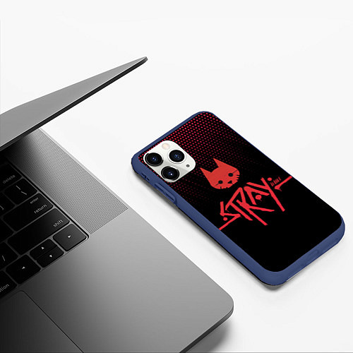 Чехол iPhone 11 Pro матовый Stray game cat бродячий кот игра / 3D-Тёмно-синий – фото 3