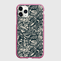 Чехол iPhone 11 Pro матовый Винтажные flash tatoo, цвет: 3D-малиновый