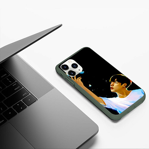 Чехол iPhone 11 Pro матовый BTS Kim Yohan Butterfly / 3D-Темно-зеленый – фото 3