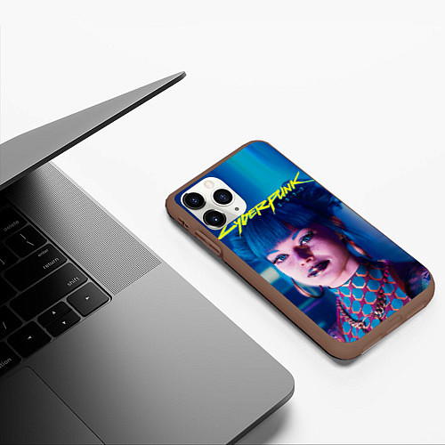 Чехол iPhone 11 Pro матовый Чери - киберпанк / 3D-Коричневый – фото 3