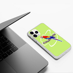 Чехол iPhone 11 Pro матовый Яркий попугай Ара, цвет: 3D-белый — фото 2