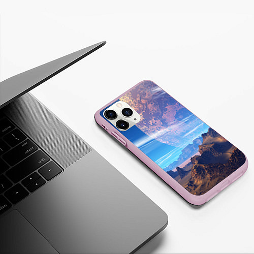Чехол iPhone 11 Pro матовый Фантастическая планета / 3D-Розовый – фото 3