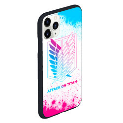 Чехол iPhone 11 Pro матовый Attack on Titan neon gradient style, цвет: 3D-черный — фото 2