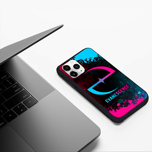 Чехол iPhone 11 Pro матовый Evanescence - neon gradient / 3D-Черный – фото 3