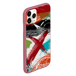 Чехол iPhone 11 Pro матовый Мазки кистью по холсту цветной краской abstraction, цвет: 3D-малиновый — фото 2