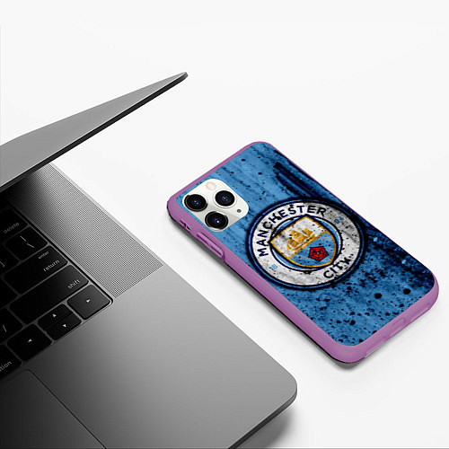 Чехол iPhone 11 Pro матовый Манчестер Сити Лого / 3D-Фиолетовый – фото 3