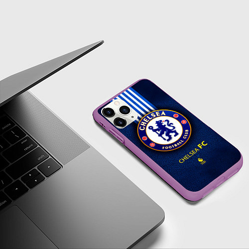 Чехол iPhone 11 Pro матовый ФК Челси Клуб / 3D-Фиолетовый – фото 3