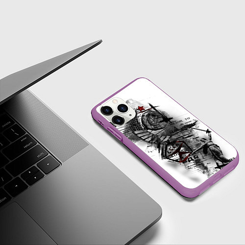 Чехол iPhone 11 Pro матовый СССР - газета / 3D-Фиолетовый – фото 3