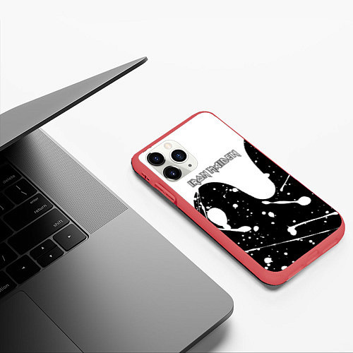 Чехол iPhone 11 Pro матовый Iron Maiden - БРЫЗГИ КРАСОК / 3D-Красный – фото 3
