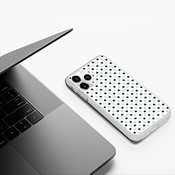 Чехол iPhone 11 Pro матовый Бирюзовые, черные звезды на белом, цвет: 3D-белый — фото 2