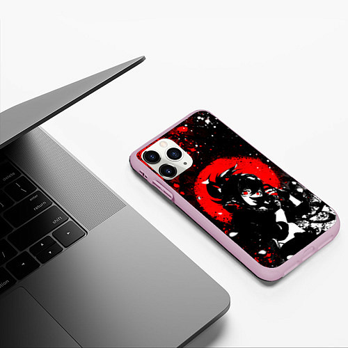 Чехол iPhone 11 Pro матовый Куки шинобу - Мрачный Геншин / 3D-Розовый – фото 3