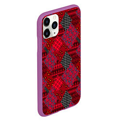 Чехол iPhone 11 Pro матовый Красный лоскутный узор пэчворк, цвет: 3D-фиолетовый — фото 2