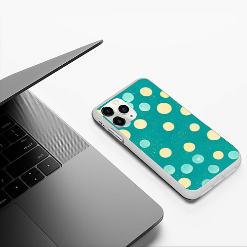 Чехол iPhone 11 Pro матовый Нарисованные кружочки радости / 3D-Белый – фото 3