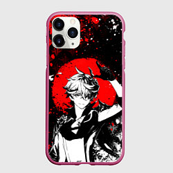 Чехол iPhone 11 Pro матовый Тарталья - Мрачный геншин, цвет: 3D-малиновый