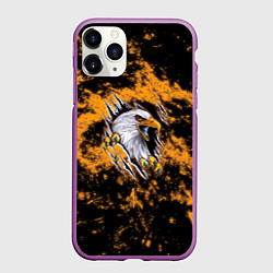 Чехол iPhone 11 Pro матовый Орел в огне, цвет: 3D-фиолетовый