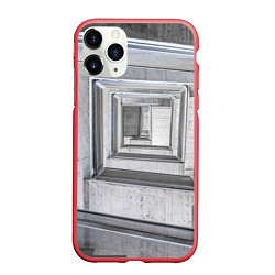Чехол iPhone 11 Pro матовый Абстрактная спираль из блоков, цвет: 3D-красный