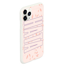 Чехол iPhone 11 Pro матовый Ната по-вертикали с розовым фоном, цвет: 3D-белый — фото 2