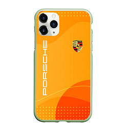 Чехол iPhone 11 Pro матовый Porsche Жёлтая абстракция, цвет: 3D-салатовый