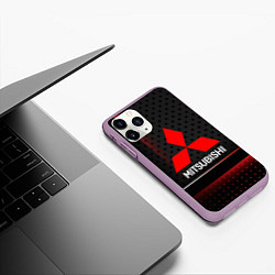 Чехол iPhone 11 Pro матовый Mitsubishi Абстракция карбон, цвет: 3D-сиреневый — фото 2