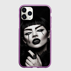Чехол iPhone 11 Pro матовый Девушка - вампир, цвет: 3D-фиолетовый