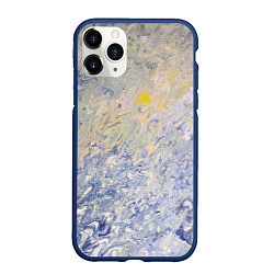 Чехол iPhone 11 Pro матовый Абстрактное множество мазков серой краски, цвет: 3D-тёмно-синий