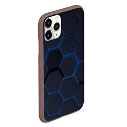 Чехол iPhone 11 Pro матовый Неоновая броня голубая, цвет: 3D-коричневый — фото 2