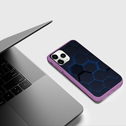 Чехол iPhone 11 Pro матовый Неоновая броня голубая, цвет: 3D-фиолетовый — фото 2