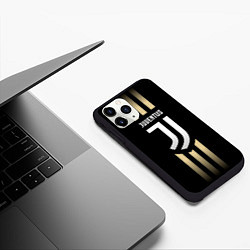 Чехол iPhone 11 Pro матовый ФК Ювентус - black theme, цвет: 3D-черный — фото 2