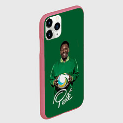Чехол iPhone 11 Pro матовый Пеле PELE легенда футбола, цвет: 3D-малиновый — фото 2