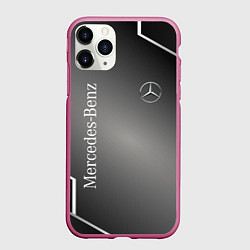 Чехол iPhone 11 Pro матовый Mercedes абстракция карбон, цвет: 3D-малиновый