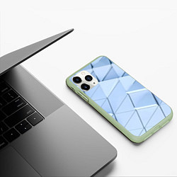 Чехол iPhone 11 Pro матовый Паттерн из треугольников, цвет: 3D-салатовый — фото 2