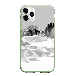 Чехол iPhone 11 Pro матовый Полигональные стилизованные горы - вершина, цвет: 3D-салатовый