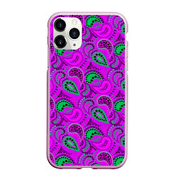 Чехол iPhone 11 Pro матовый Turkish cucumber raspberry and green background, цвет: 3D-розовый