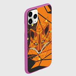 Чехол iPhone 11 Pro матовый Голова лисы в мозаике, цвет: 3D-фиолетовый — фото 2