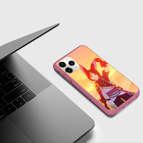 Чехол iPhone 11 Pro матовый Тигнари / 3D-Малиновый – фото 3