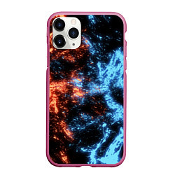 Чехол iPhone 11 Pro матовый Fire and Water Огонь и вода, цвет: 3D-малиновый