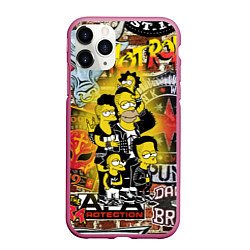 Чехол iPhone 11 Pro матовый Simpsons & Punks not dead! Motto!, цвет: 3D-малиновый