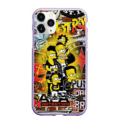 Чехол iPhone 11 Pro матовый Simpsons & Punks not dead! Motto!, цвет: 3D-светло-сиреневый