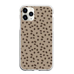 Чехол iPhone 11 Pro матовый Кофейные зерна паттерн, цвет: 3D-белый