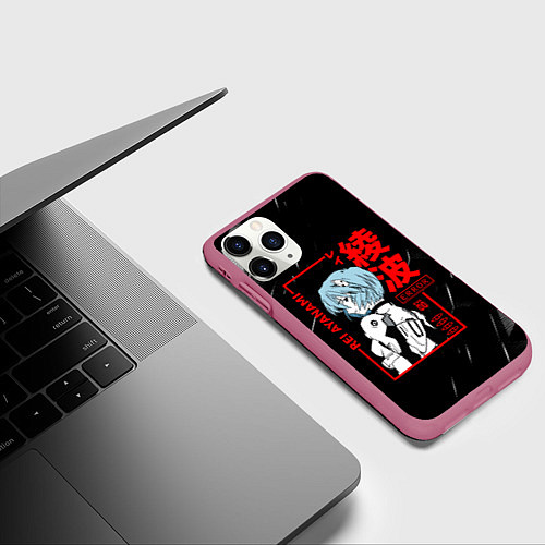 Чехол iPhone 11 Pro матовый Рей Аянами - Евангелион - Eva 00 / 3D-Малиновый – фото 3