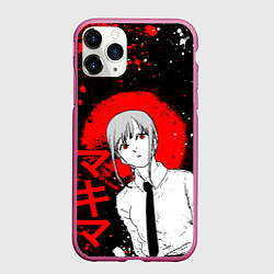 Чехол iPhone 11 Pro матовый Человек-бензопила - манга - Макима, цвет: 3D-малиновый