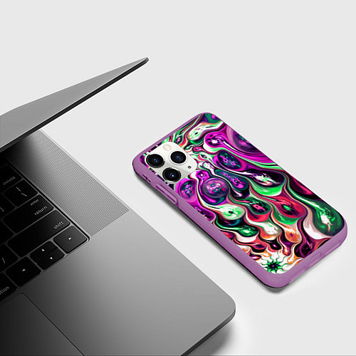 Чехол iPhone 11 Pro матовый Движение вируса / 3D-Фиолетовый – фото 3
