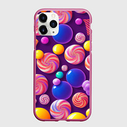 Чехол iPhone 11 Pro матовый Сладости для радости, цвет: 3D-малиновый