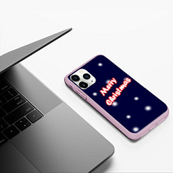 Чехол iPhone 11 Pro матовый Merry Christmas Неон, цвет: 3D-розовый — фото 2