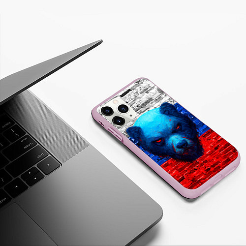 Чехол iPhone 11 Pro матовый Русский медведь арт / 3D-Розовый – фото 3