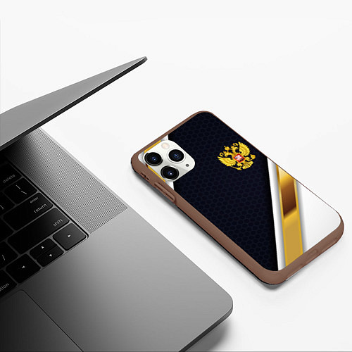 Чехол iPhone 11 Pro матовый Gold and white Russia / 3D-Коричневый – фото 3