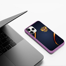 Чехол iPhone 11 Pro матовый Blue & gold герб России, цвет: 3D-фиолетовый — фото 2
