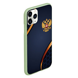 Чехол iPhone 11 Pro матовый Blue & gold герб России, цвет: 3D-салатовый — фото 2