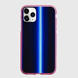 Чехол iPhone 11 Pro матовый Неоновое синее свечение, цвет: 3D-малиновый